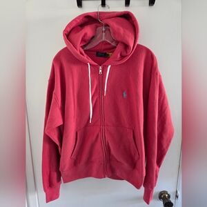 NWT Polo Ralph Lauren Hoodie Sweatshirt Sz L Pink Full Zip Hood